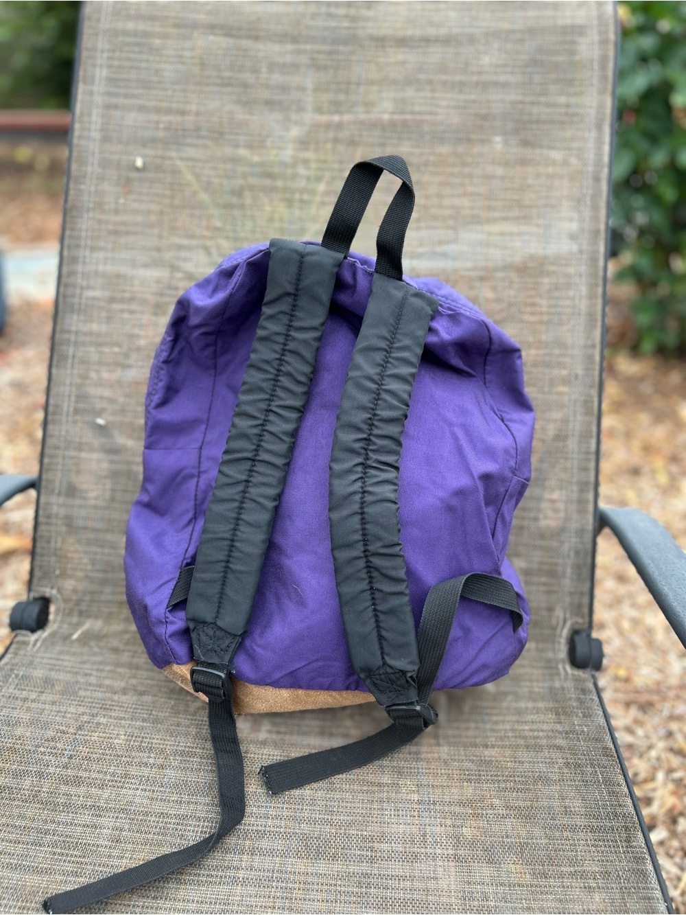 JanSport Purple Backpack with Tan Suede Base - Picture 2 of 3